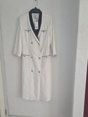 NWT Kedma Fashion White Tuxedo Blazer Dress Navy Lapel Size 44 US L/XL